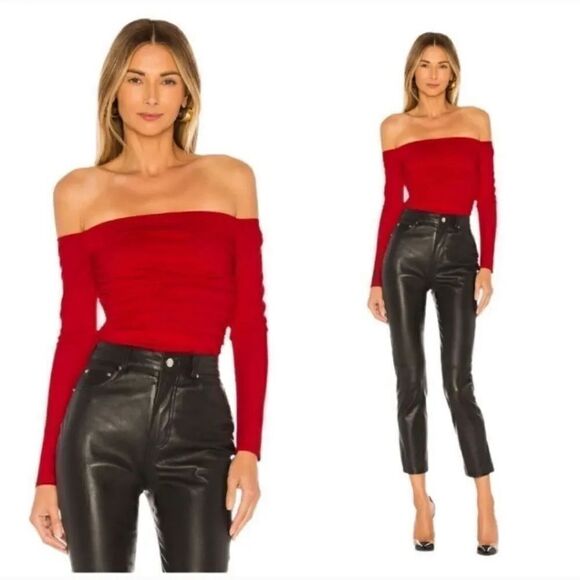 NEW Revolve Lovers + Friends Lyanna Bardot Bodysuit in Red Size XXS - Picture 10 of 11